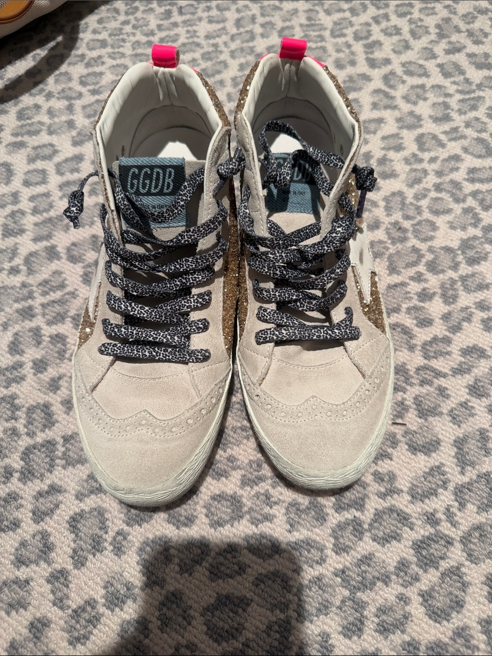 Golden Goose Glitter High-Top Sneakers with White Star Size 38 - Picture 2 of 5
